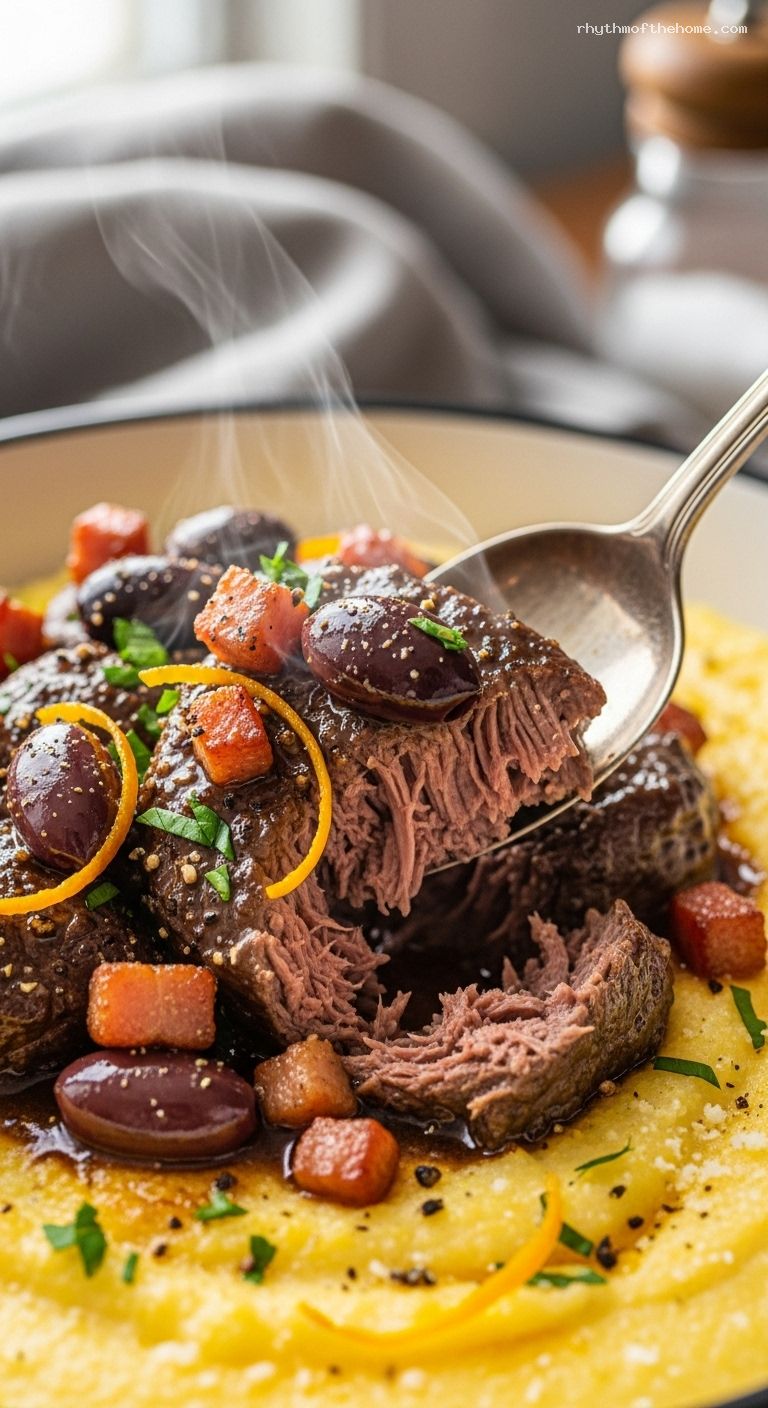 Spoon-Tender Daube Provençale with Red Wine and Olives – Closeup