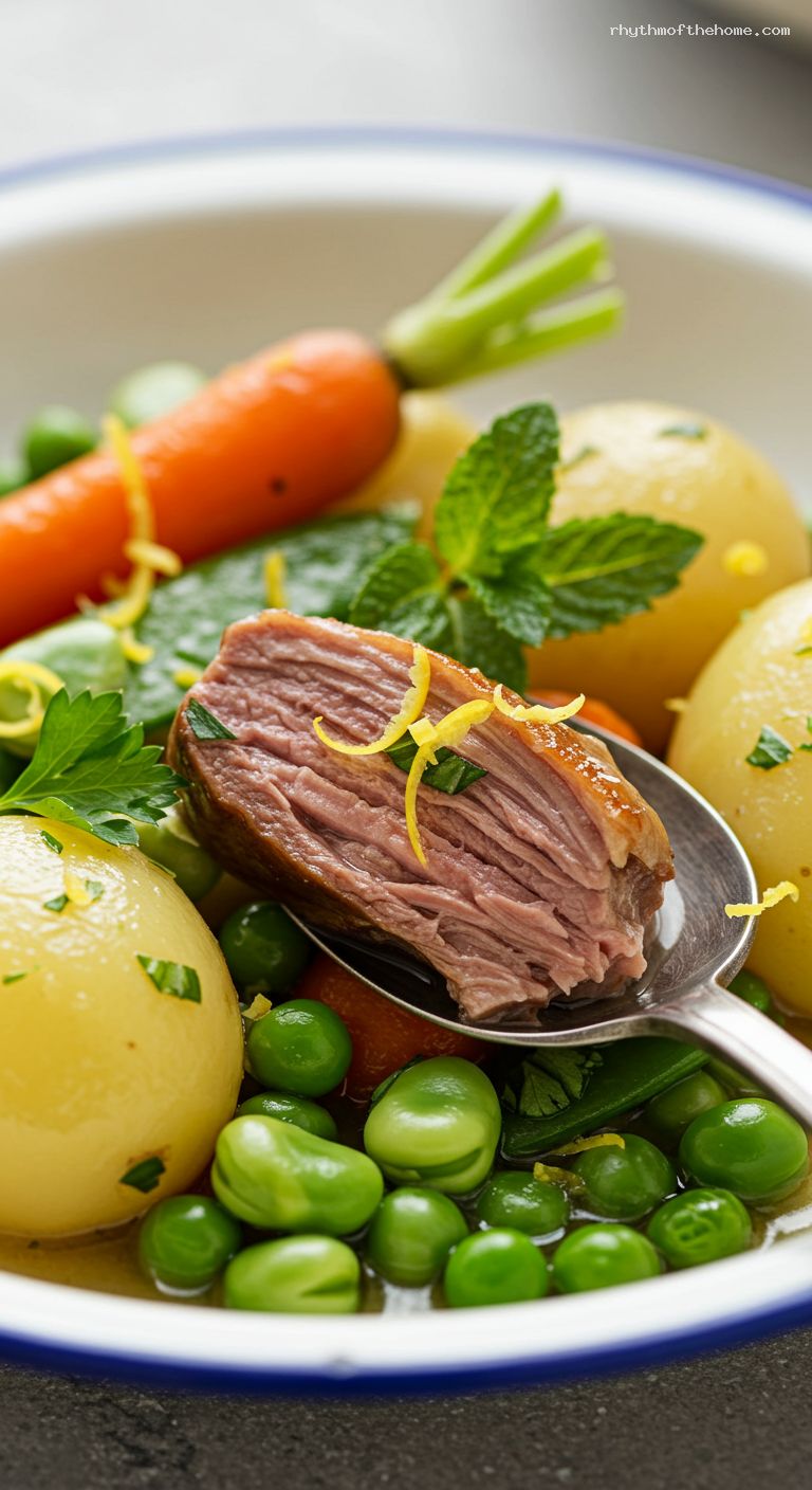 Spring Navarin d’Agneau with Lemon and Mint – Closeup