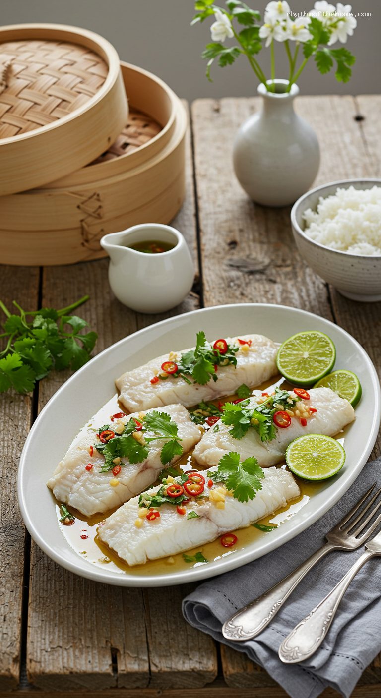 Steamed Fish with Lime, Garlic, and Chili