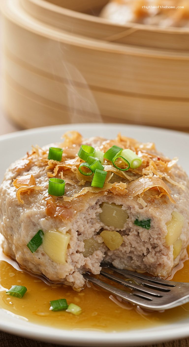 Steamed Pork Patty with Salted Fish – Closeup