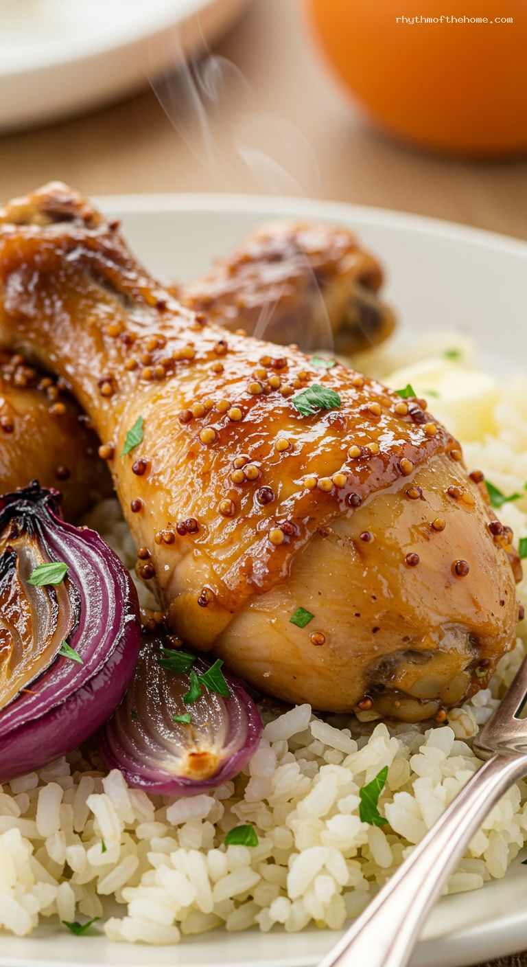 Sticky Apricot-Mustard Baked Chicken Drumsticks – Closeup