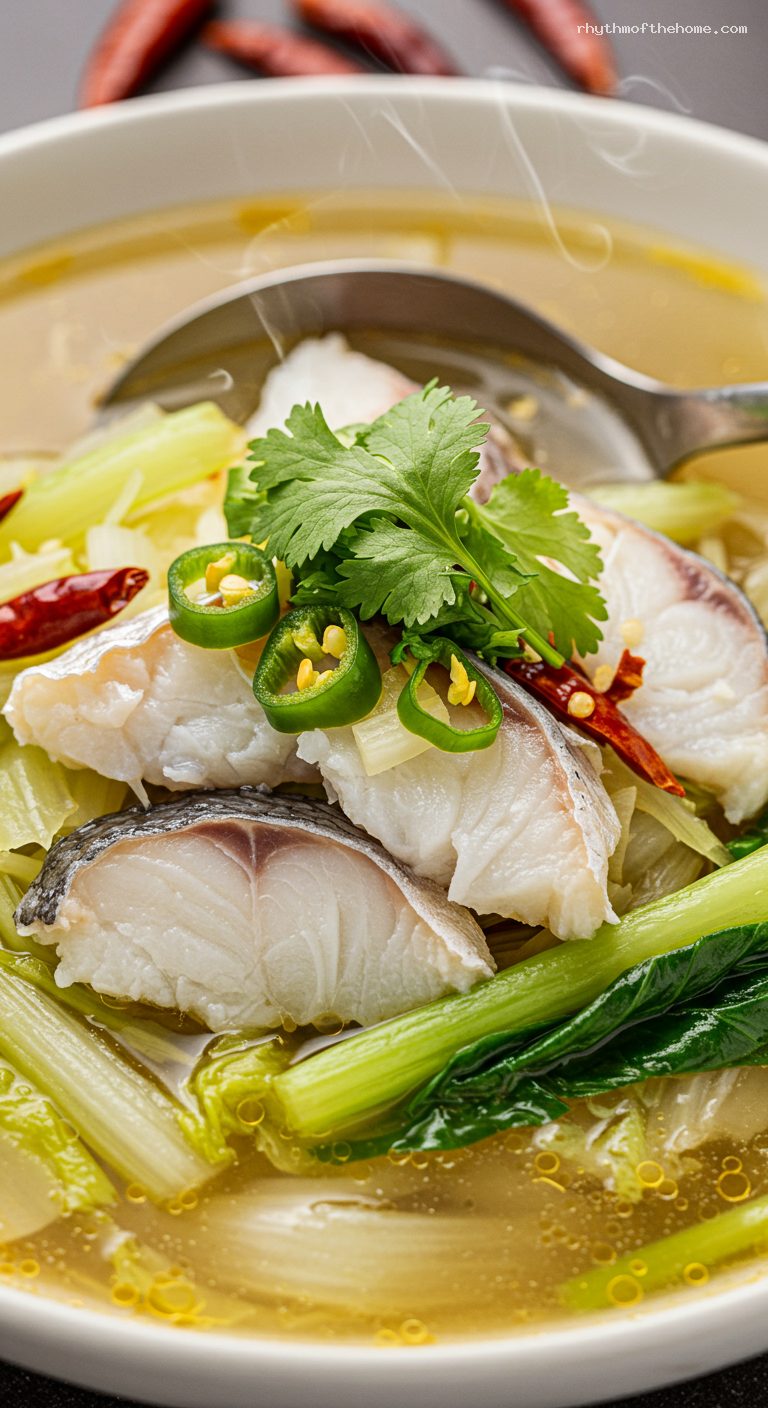 Suan Cai Yu: Sichuan Pickled Mustard Fish – Closeup