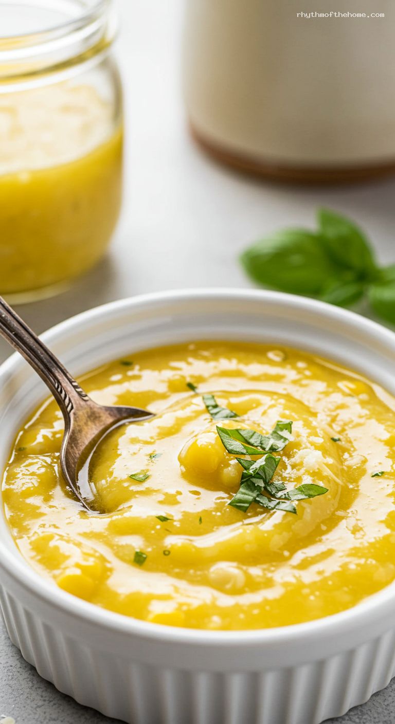 Sweet Corn Basil Butter Sauce – Closeup