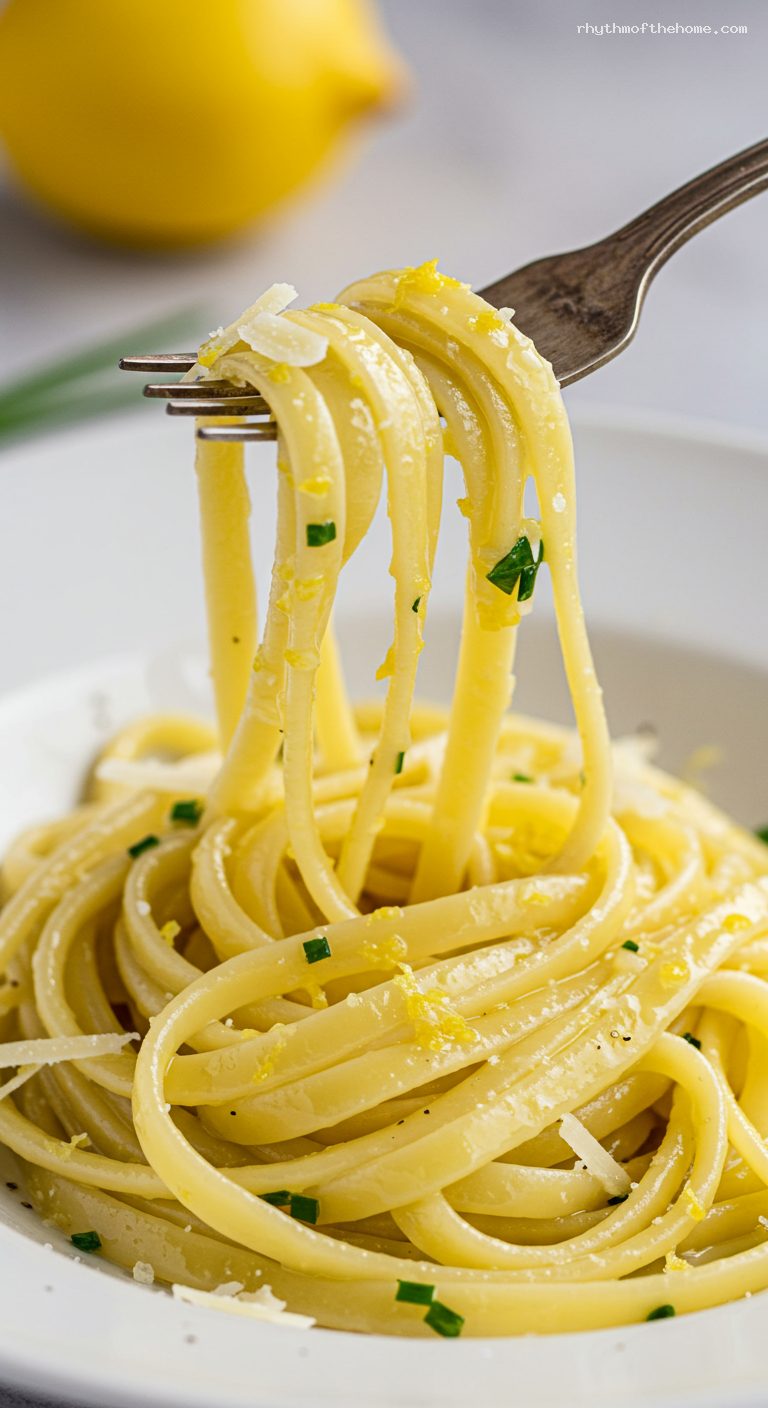 Tagliolini al Limone with Lemon-Butter and Parmigiano – Closeup