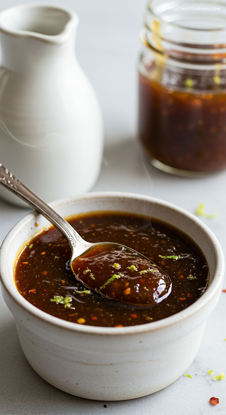 Tamarind-Date Sticky Glaze with Lime and Ginger – Closeup