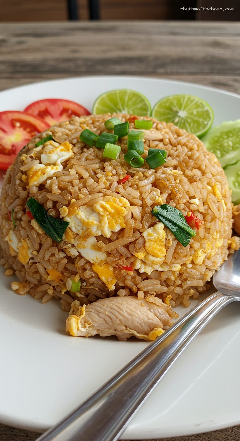 Thai Chicken Fried Rice (Khao Pad Gai) – Closeup