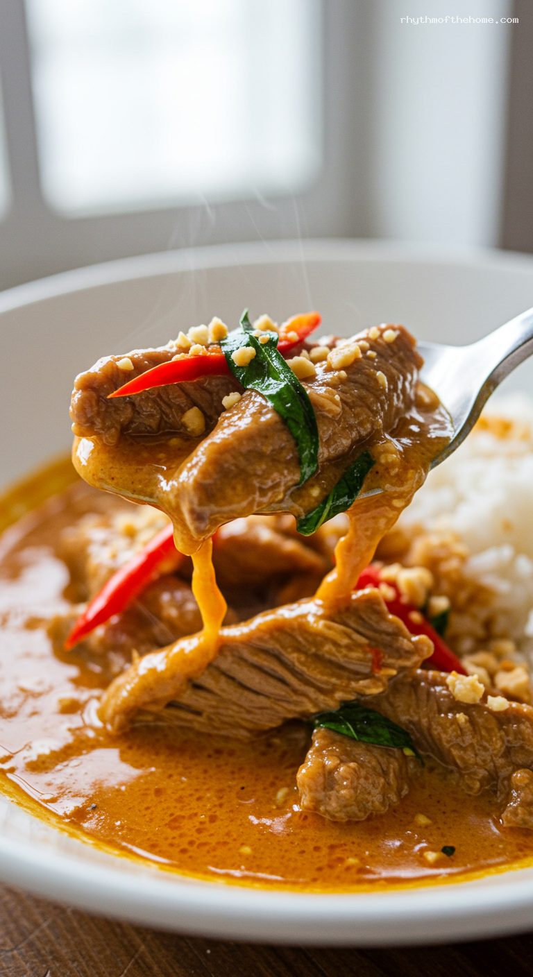 Thai Panang Curry with Beef or Chicken – Closeup