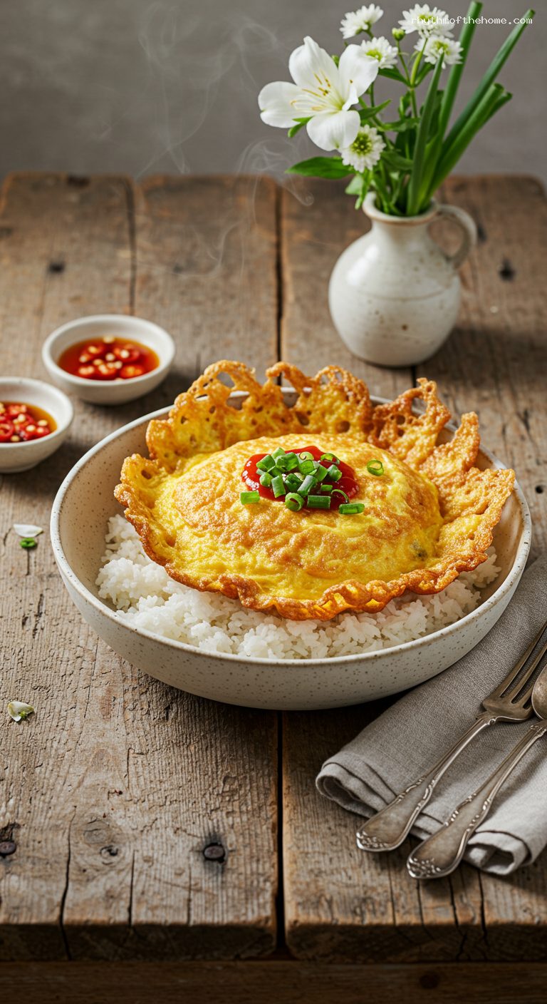 Thai Puffy Omelet (Kai Jeow) Over Rice