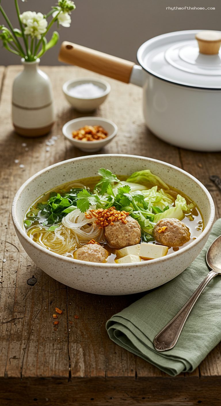 Tom Jued Tao Hoo: Tofu and Glass Noodle Soup