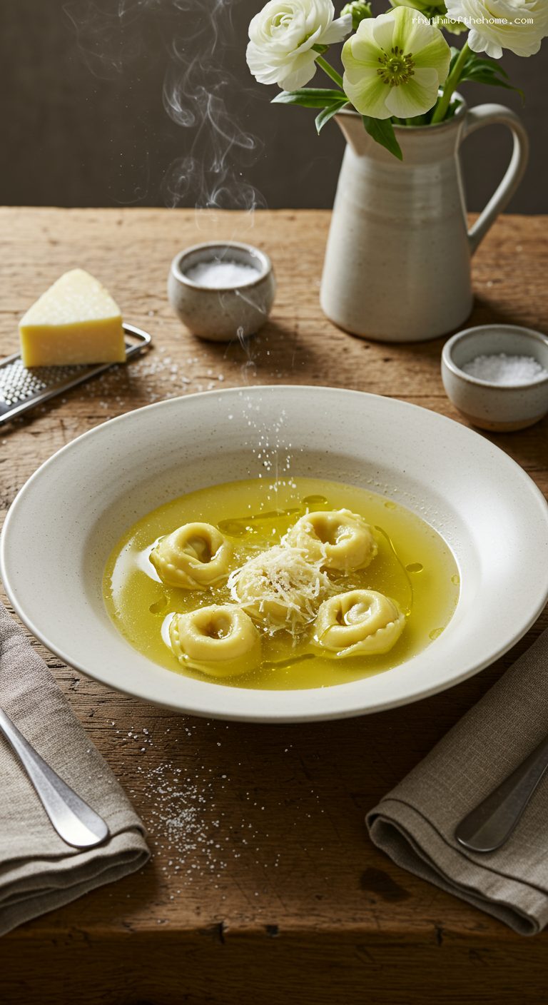 Tortellini in Brodo with Parmigiano and Nutmeg