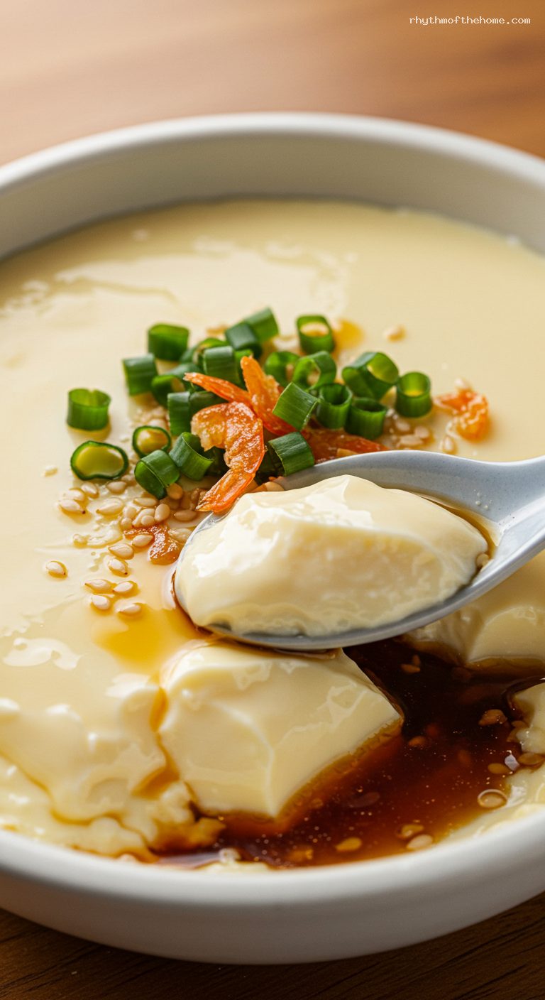 Ultra-Smooth Chinese Steamed Egg Custard – Closeup