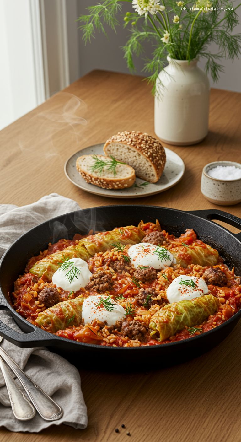 Unstuffed Cabbage Roll Skillet with Beef and Rice