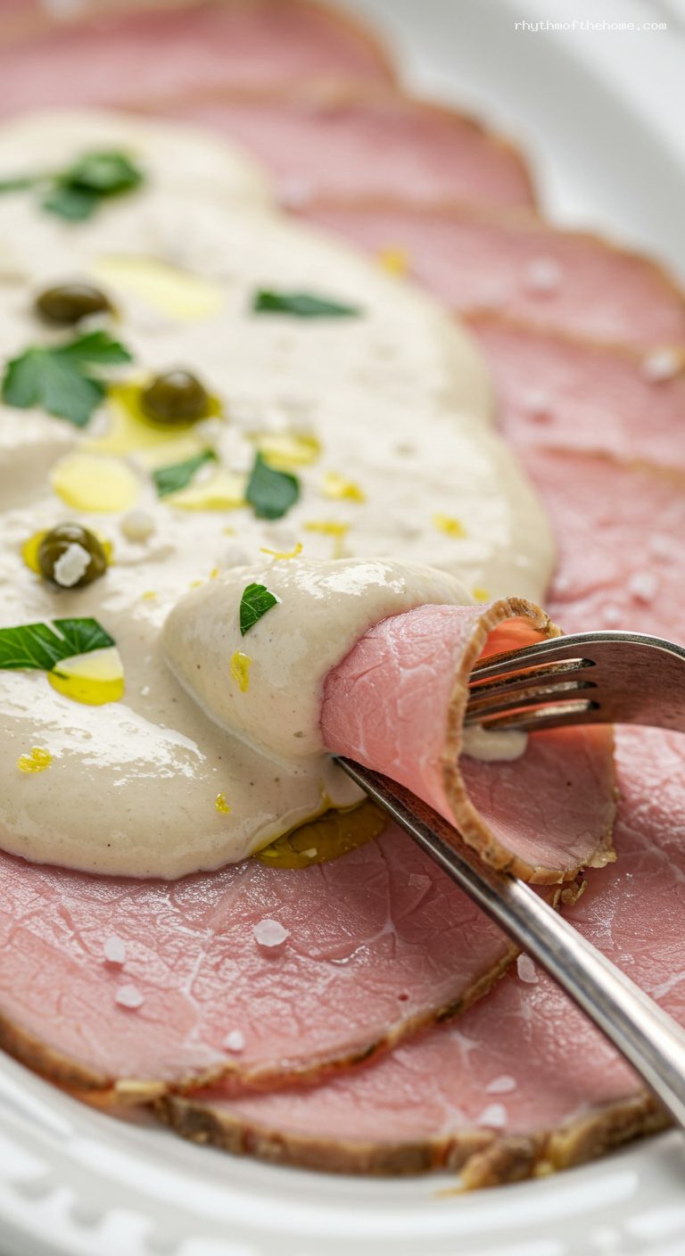 Vitello Tonnato with Silky Tuna Caper Sauce – Closeup