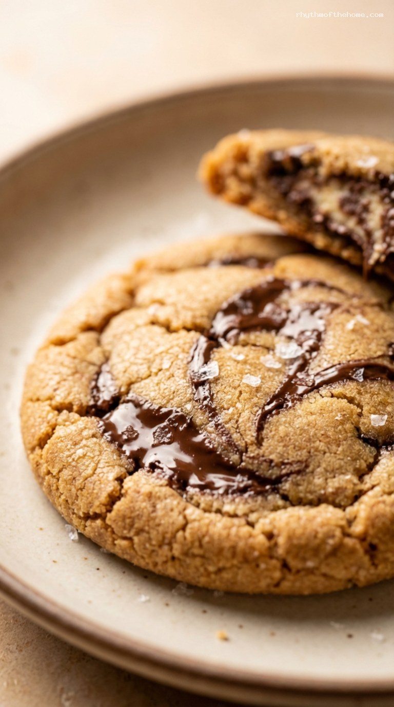 Almond Butter Cookies With Chocolate Swirls – Closeup