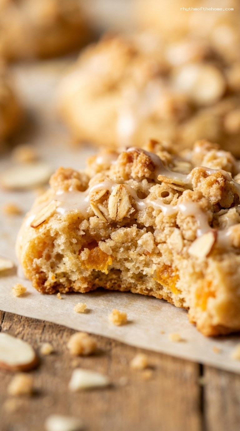 Apricot Almond Crumble Cookies with Buttery Oat Topping – Closeup