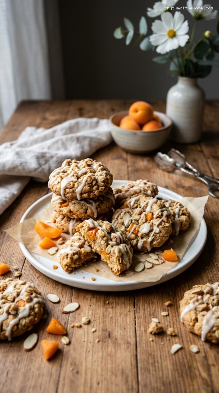 Apricot Almond Crumble Cookies with Buttery Oat Topping