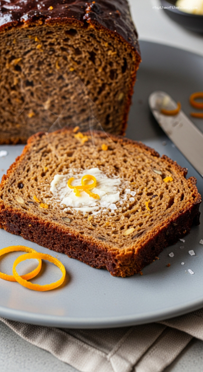 Aromatic Vörtlimpa Rye with Orange and Warm Spices – Closeup