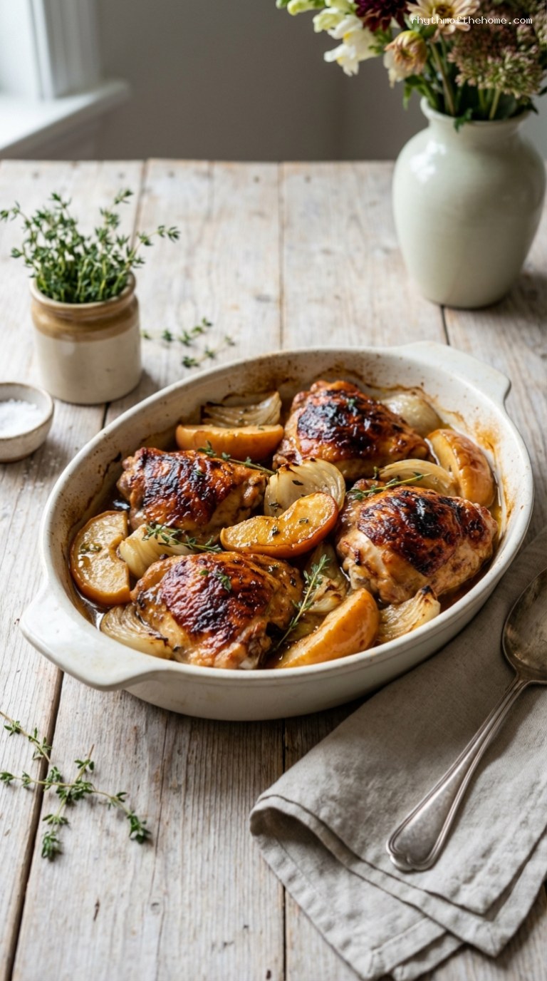 Baked Chicken with Caramelized Apples, Onions, and Thyme
