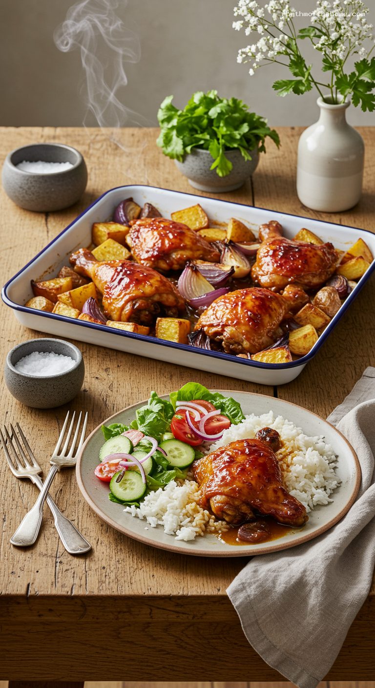 Beer-and-Panela Roasted Chicken with Onions and Potatoes