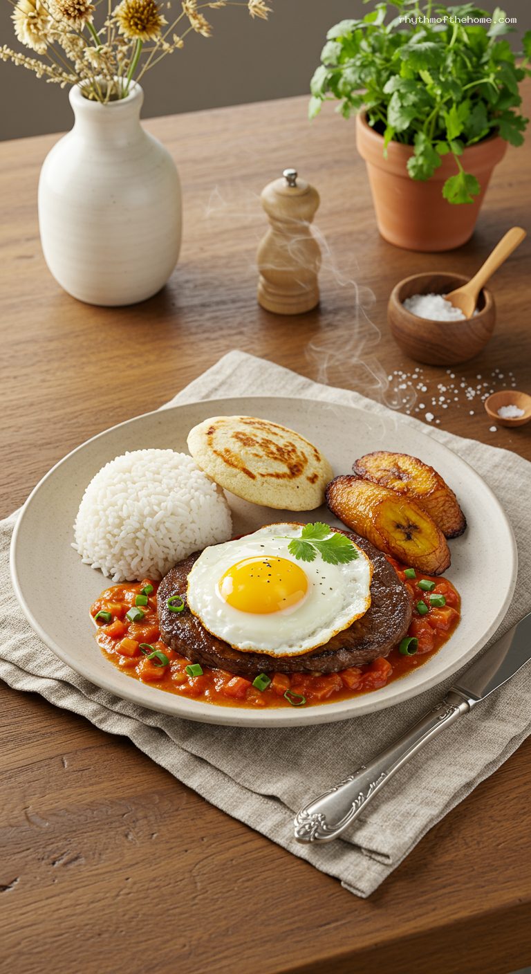 Bistec a Caballo with Hogao and Fried Egg