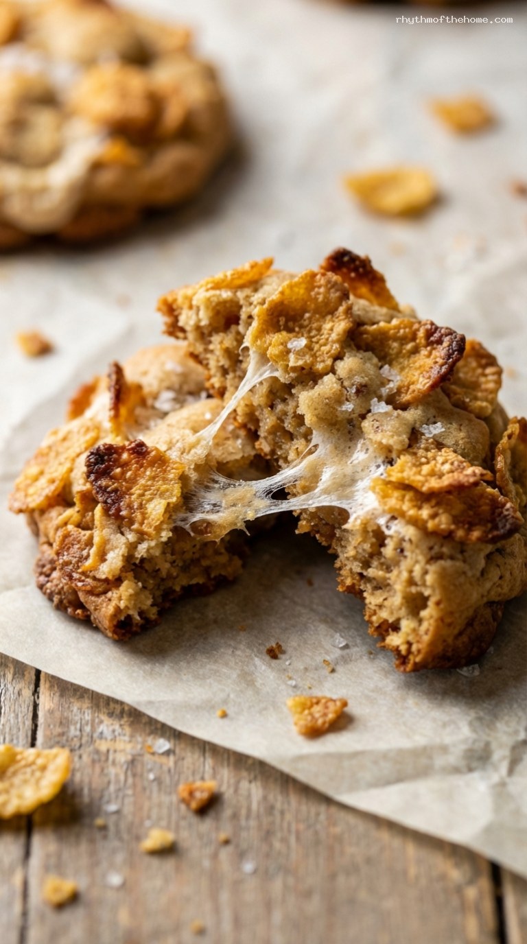 Brown Butter Cornflake Marshmallow Crunch Cookies – Closeup