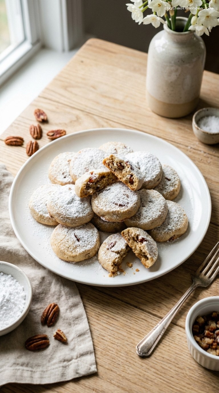 Brown Butter Pecan Sandies Melt-In-Your-Mouth Cookies