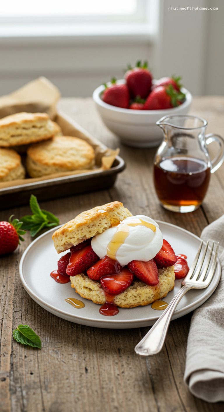 Buttermilk Biscuit Strawberry Shortcake with Maple Whipped Cream