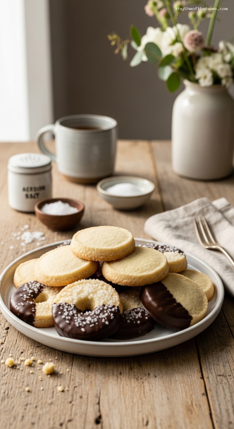 Buttery Vanilla Shortbread Rounds With Optional Chocolate Dip