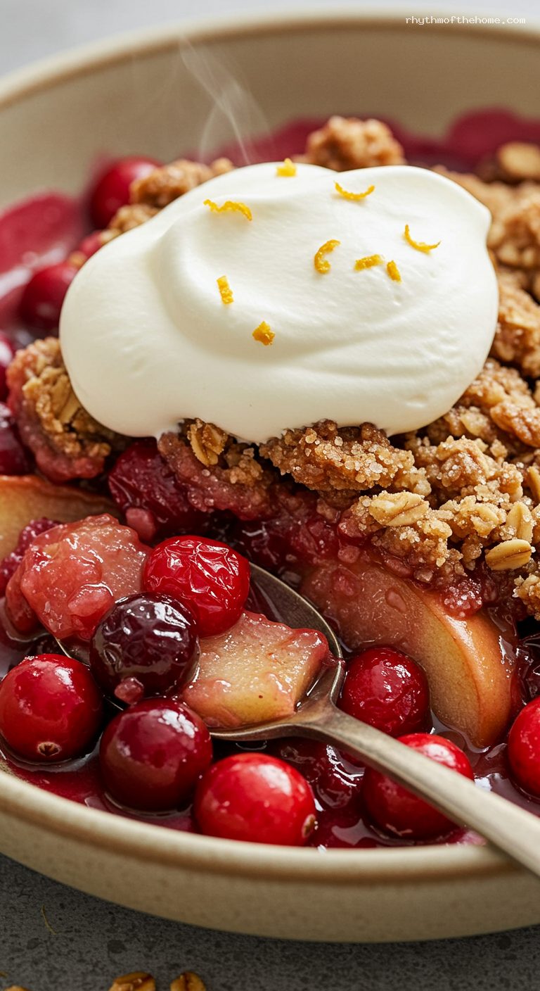 Cape Cod Cranberry-Apple Crisp with Orange and Nutmeg – Closeup