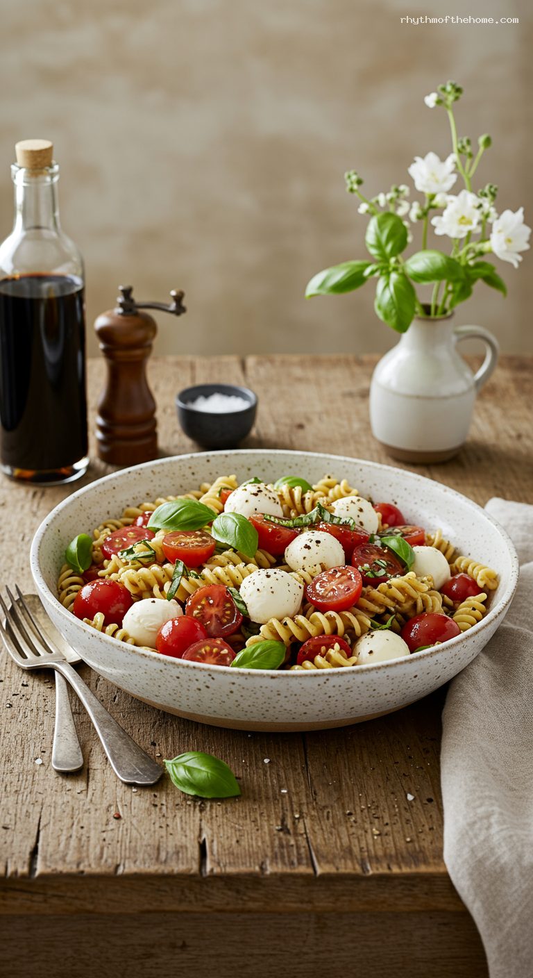 Caprese Pasta Salad with Balsamic-Oregano Vinaigrette