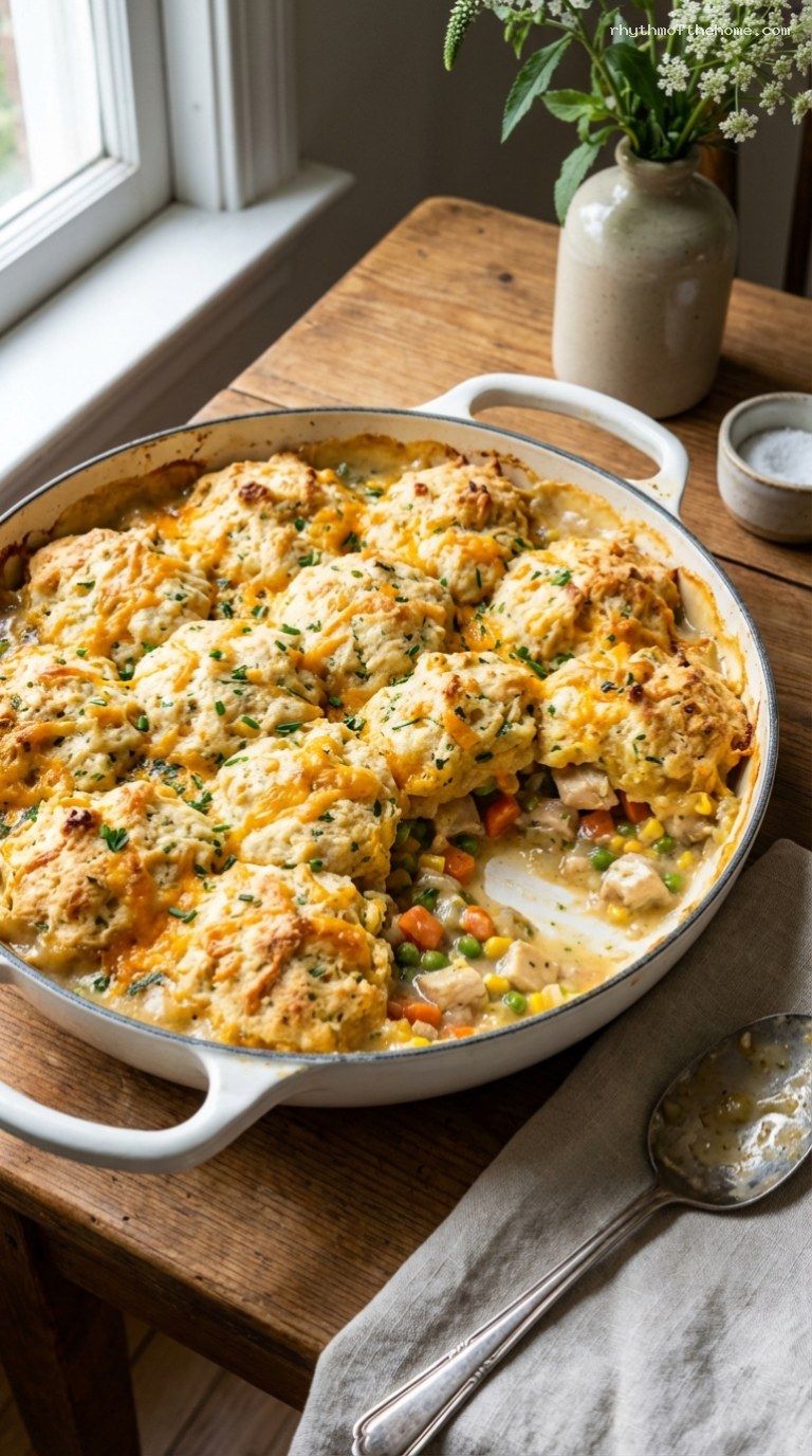 Cheddar Herb Biscuit-Topped Creamy Chicken Pot Pie