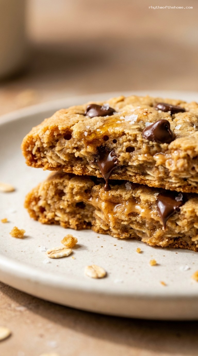 Chewy Honey Peanut Butter Oat Cookies – Closeup