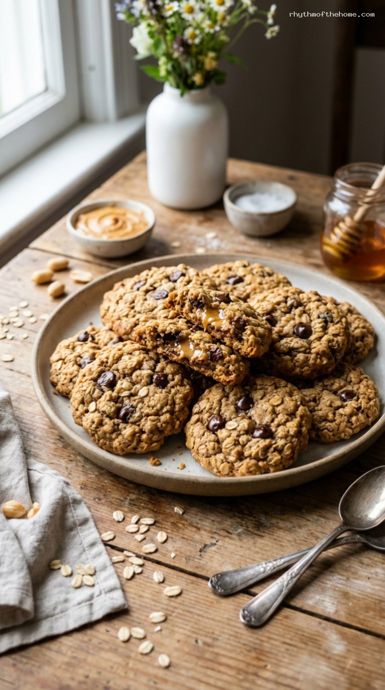 Chewy Honey Peanut Butter Oat Cookies