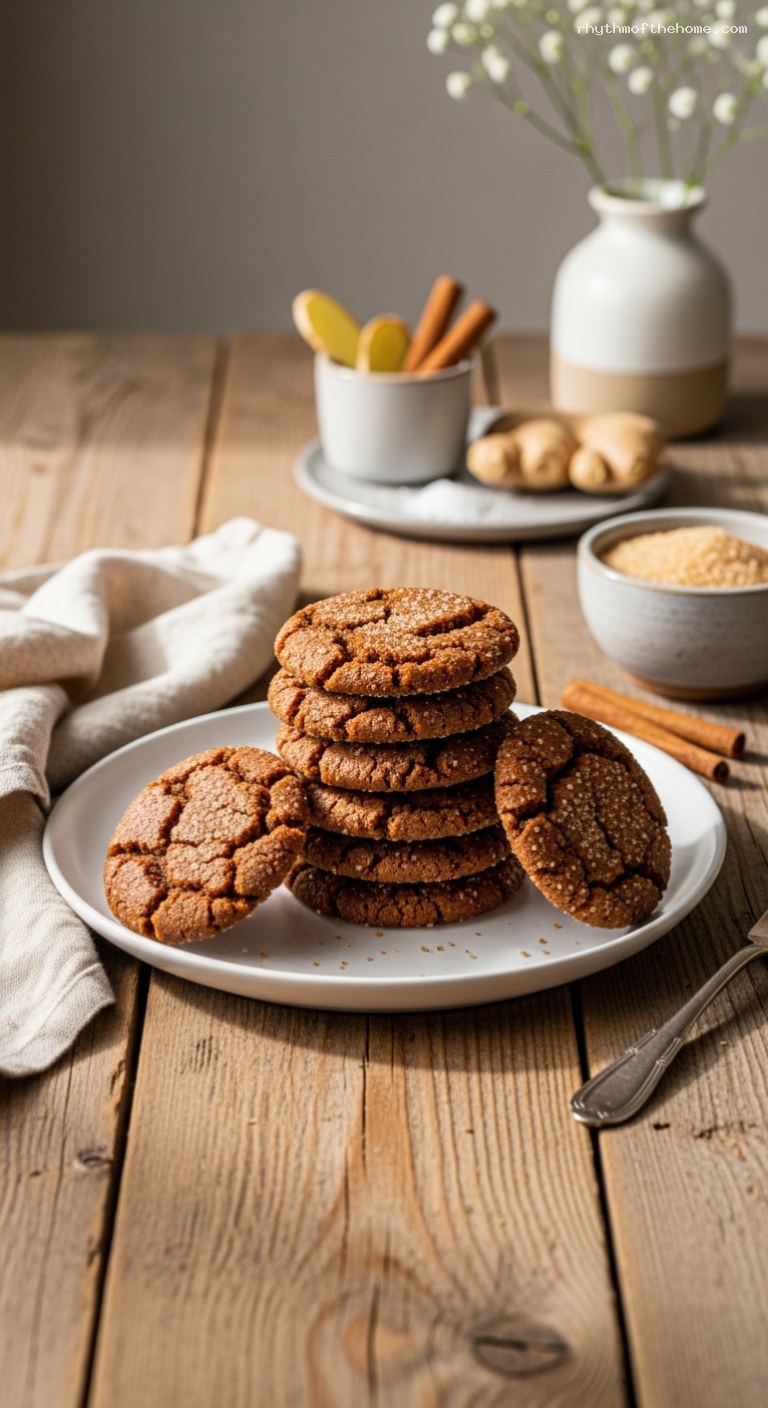 Chewy Molasses Ginger Snaps with Crackled Sugar Coating