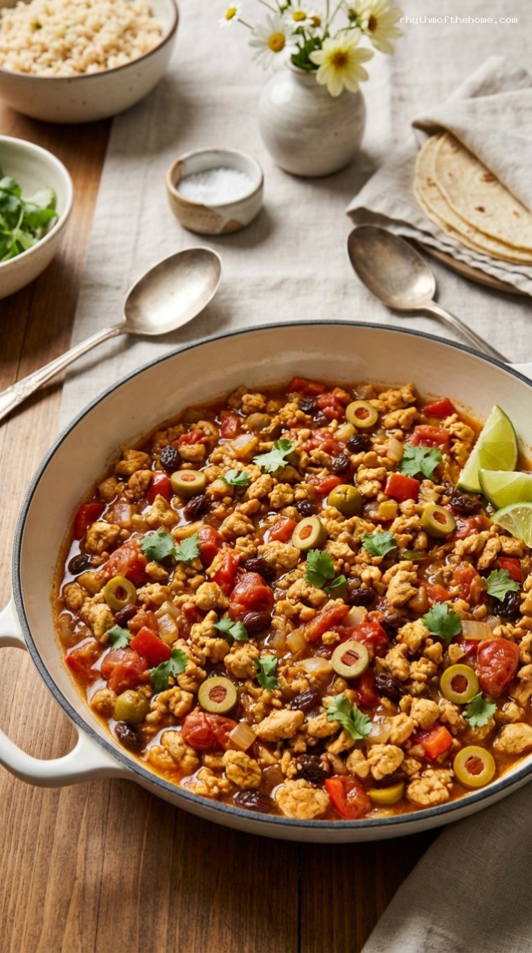 Chicken Picadillo with Tomatoes, Raisins, and Olives