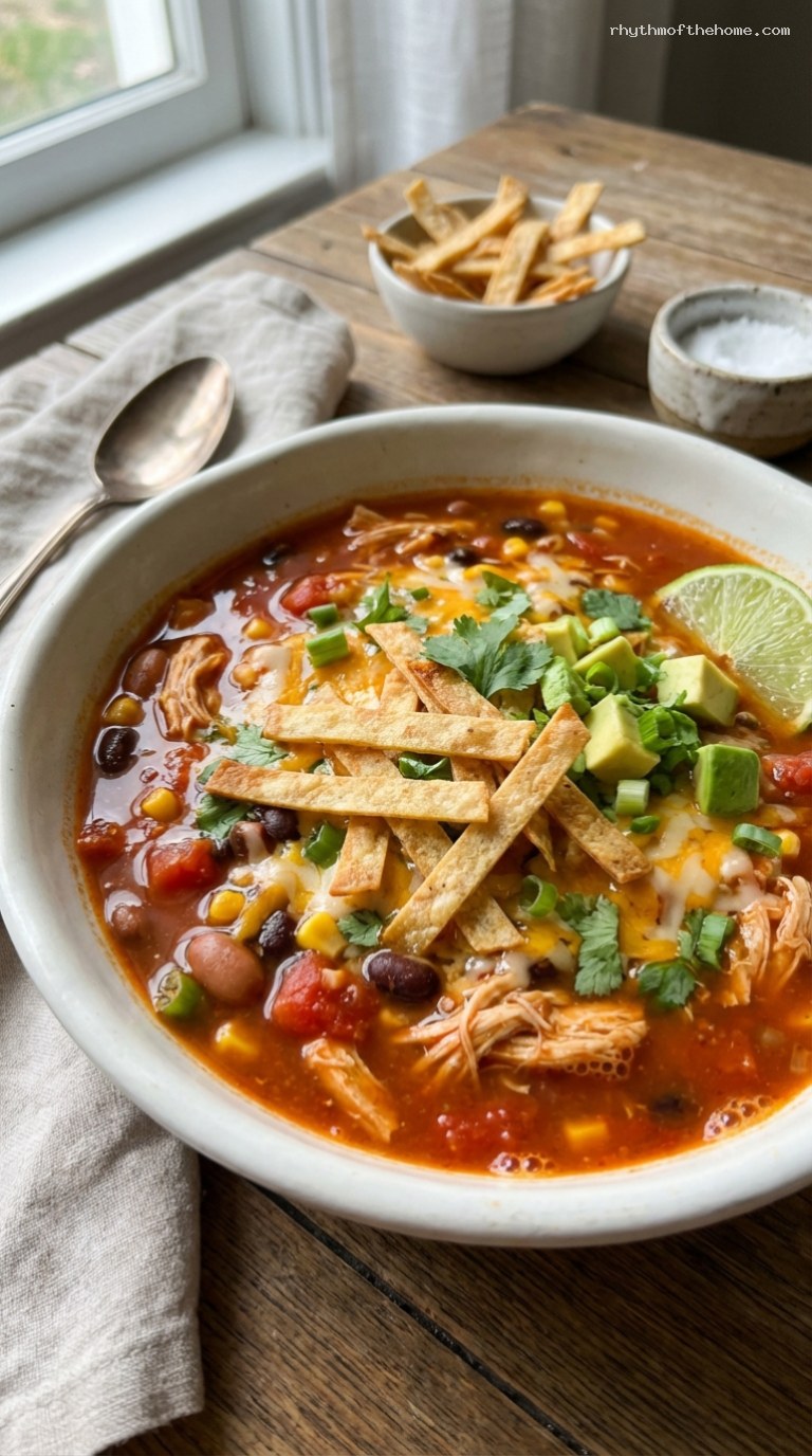 Chicken Taco Soup with Beans and Corn