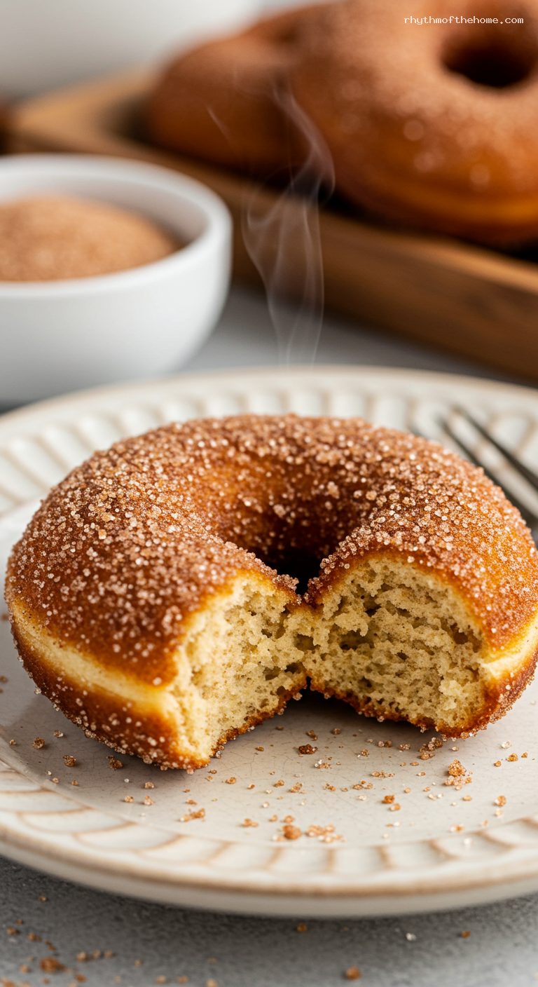Cinnamon Sugar Apple Cider Doughnuts – Closeup