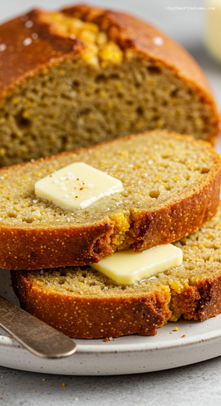 Classic Anadama Bread with Molasses and Cornmeal – Closeup