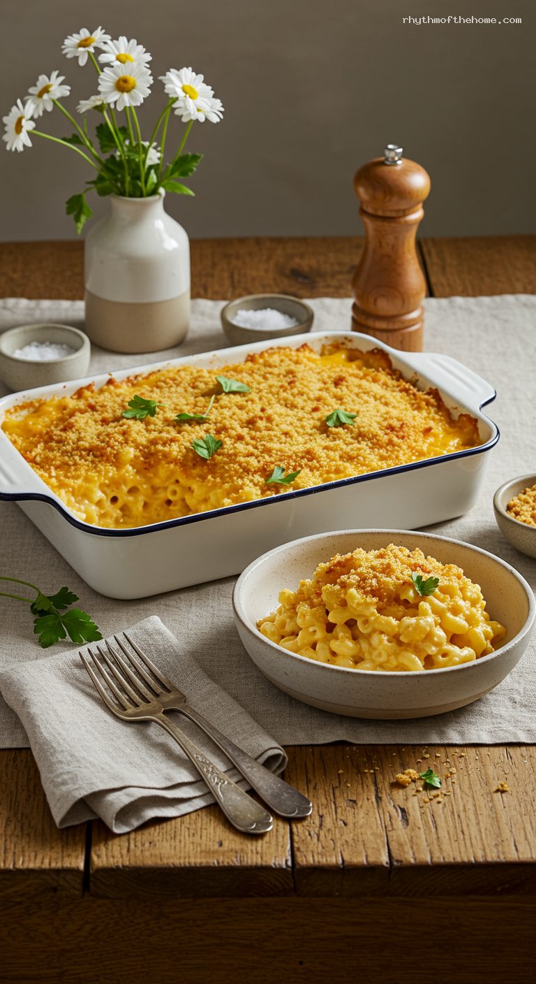 Classic Baked Mac and Cheese with Buttery Breadcrumbs