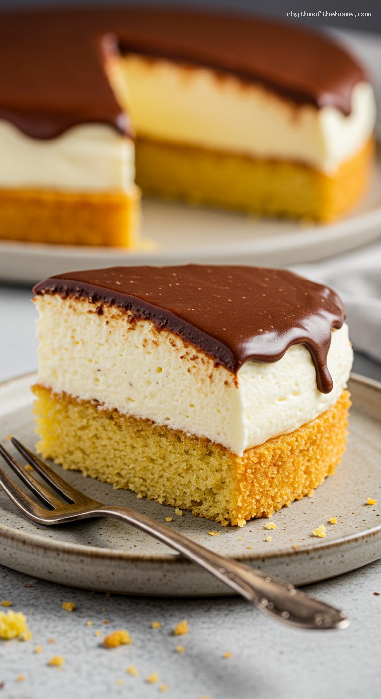 Classic Boston Cream Pie with Ganache – Closeup