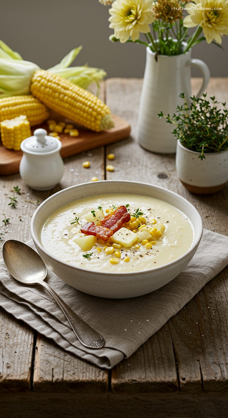 Classic Corn Chowder with Salt Pork and Thyme