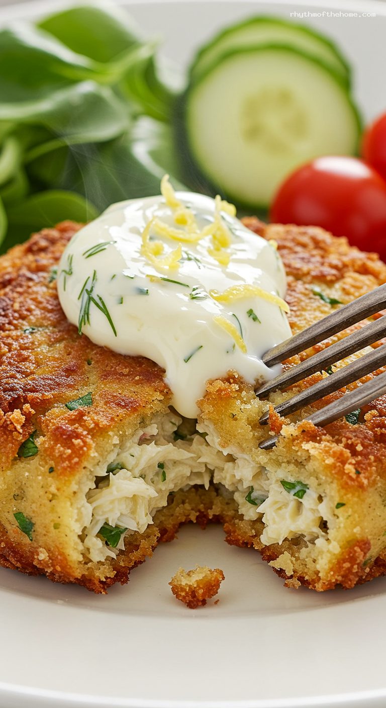 Classic Crab Cakes with Lemon-Dill Aioli – Closeup