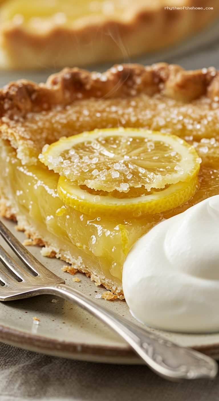 Classic Shaker Lemon Pie with Flaky Double Crust – Closeup
