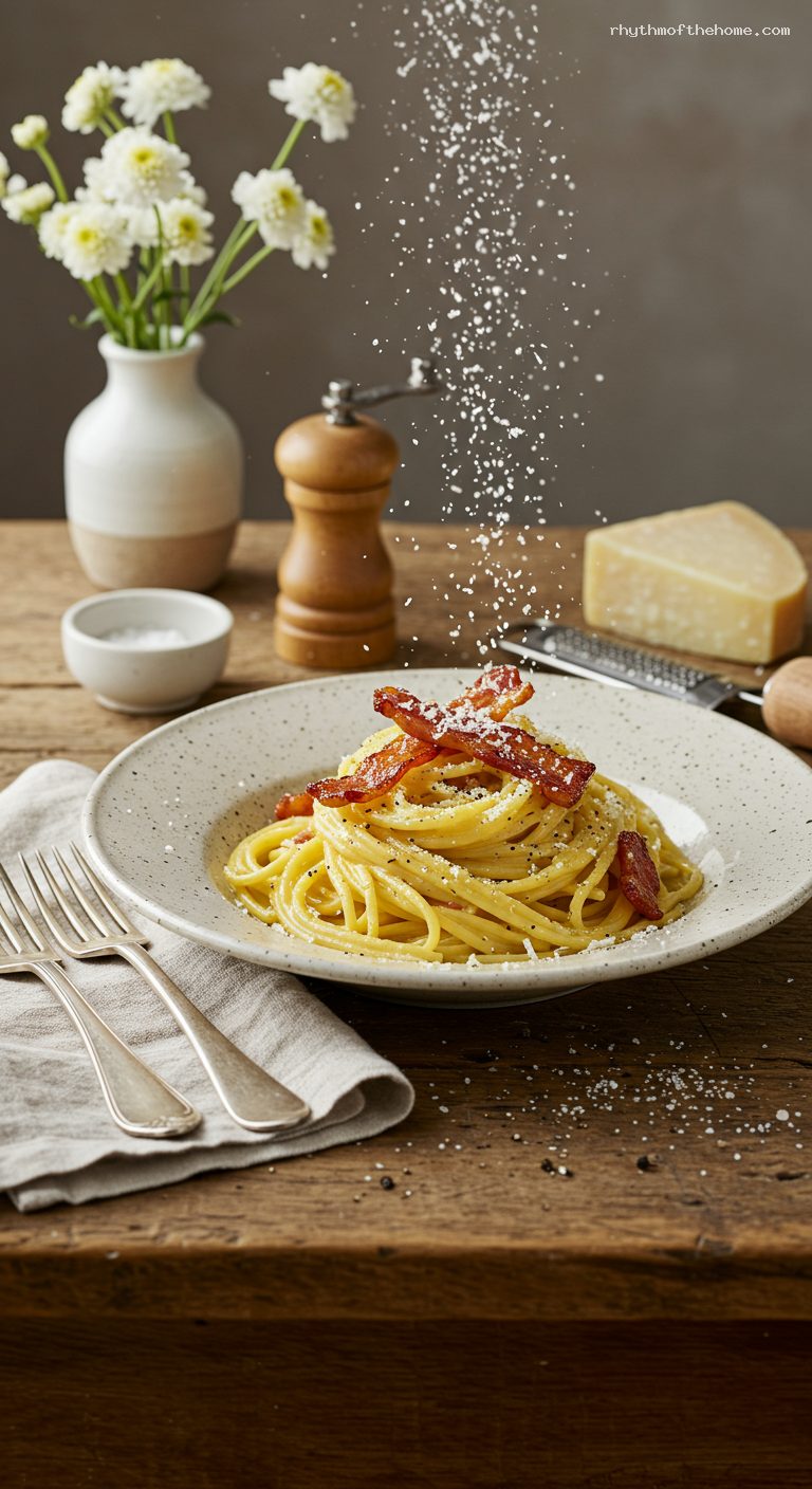 Classic Spaghetti Carbonara with Guanciale and Pecorino
