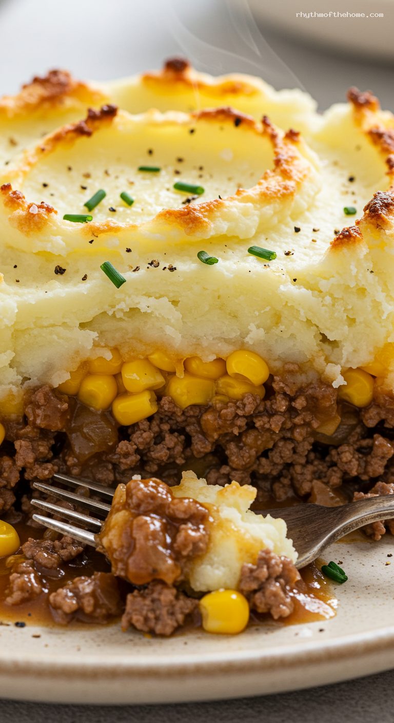 Classic Yankee Shepherd’s Pie with Buttery Mash – Closeup