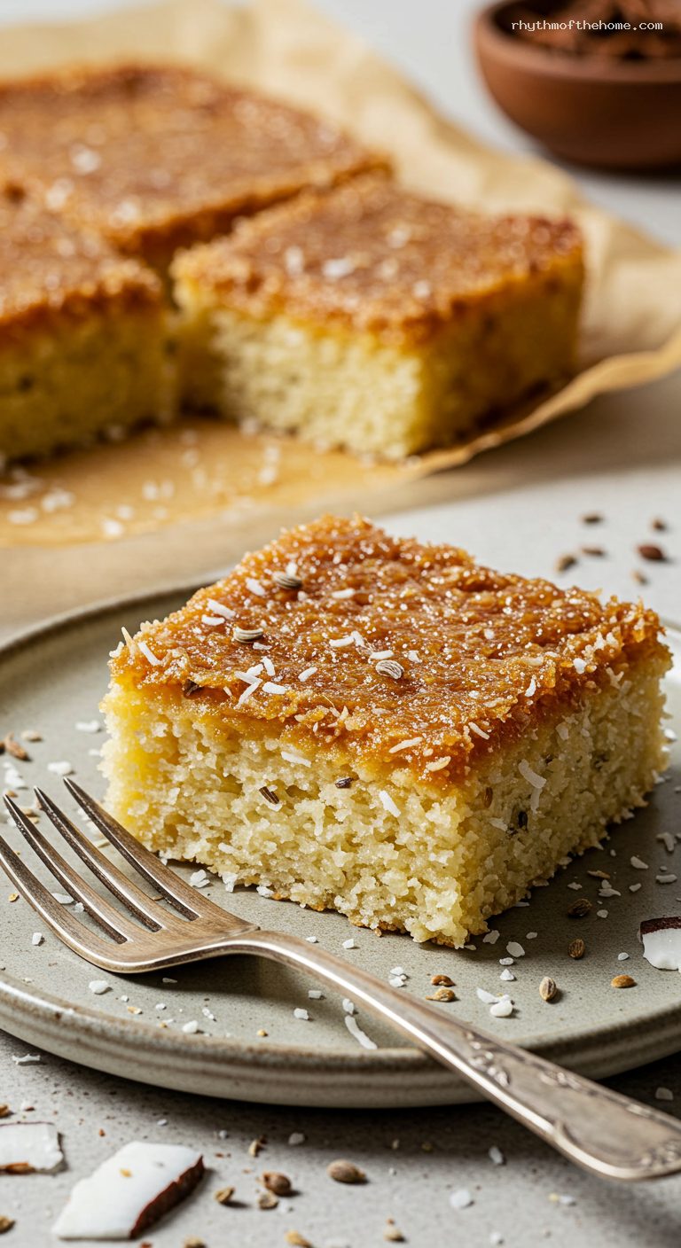 Coastal Enyucado: Cassava and Coconut Sheet Cake – Closeup