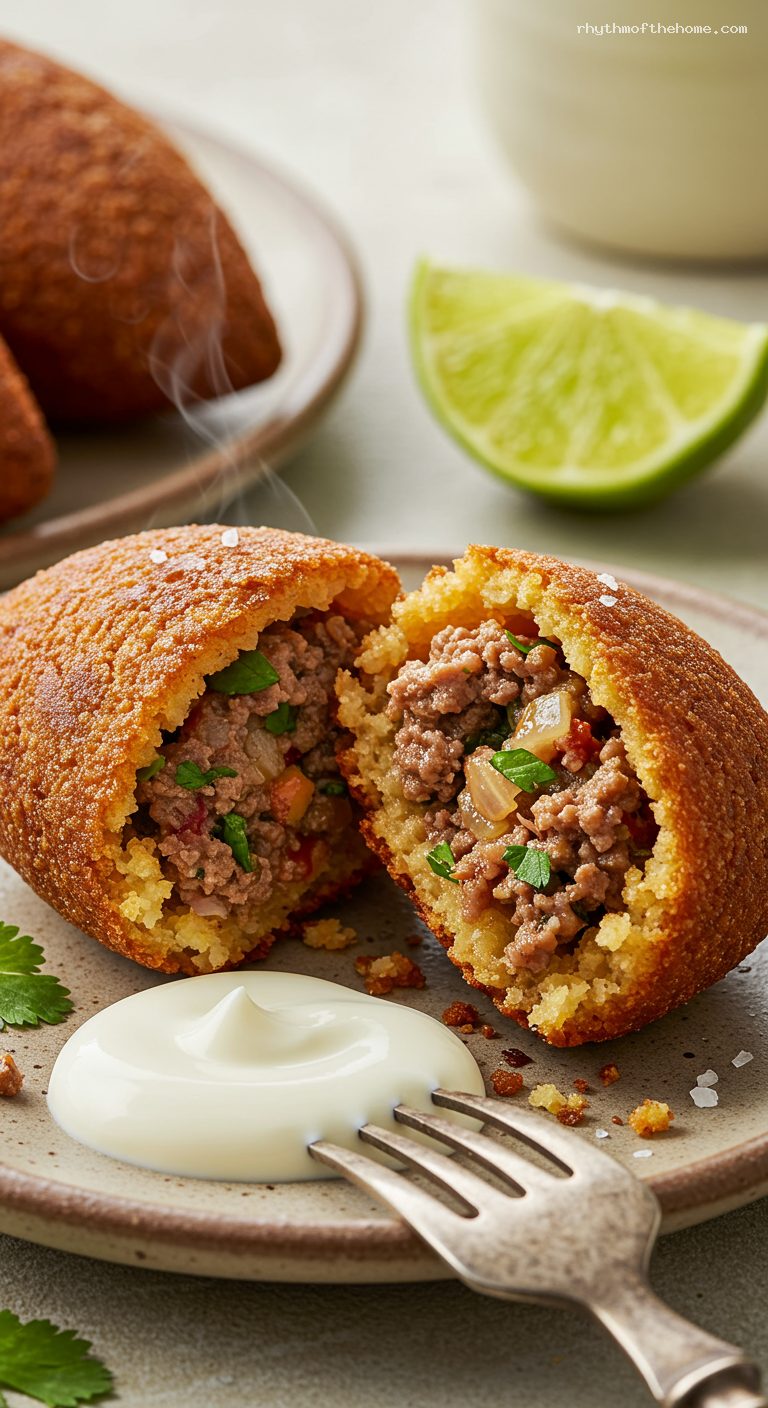 Coastal Quibbe: Crispy Beef Kibbeh with Lime and Suero – Closeup