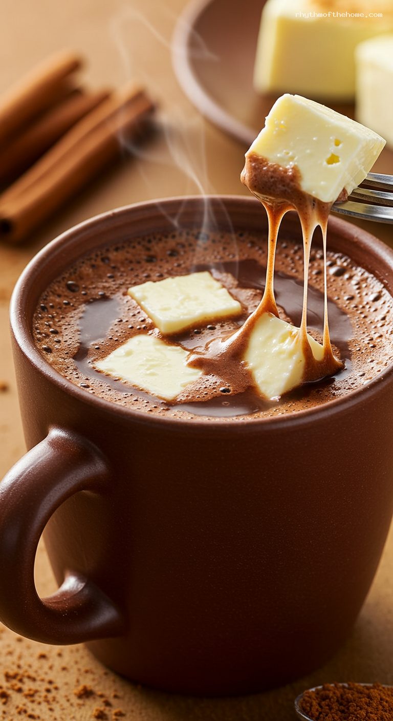 Colombian Chocolate Santafereño with Melting Cheese – Closeup