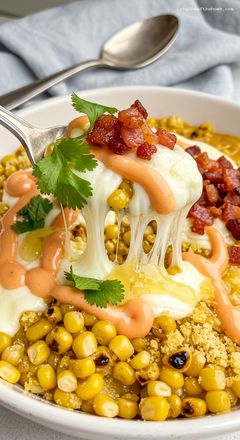 Colombian Mazorca Desgranada with Cheese and Bacon – Closeup