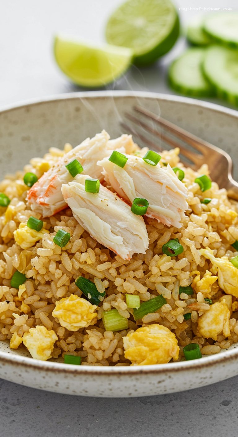 Crab Fried Rice with Lime and White Pepper – Closeup